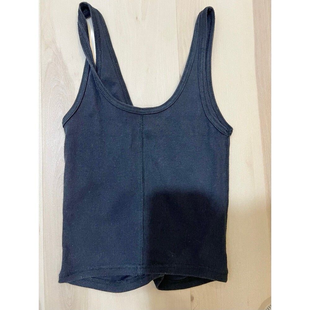 Abercrombie & Fitch Women Black Ruched Gathered Center Ribbed Crop Tank Top XS - Picture 3 of 7
